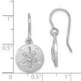 Sterling Silver Rhodium-plated Polished Sand Dollar Dangle Earrings