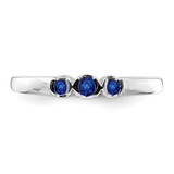 Sterling Silver Rhodium-plated Polished Sapphire Ring - QR-F2558D6D-2410