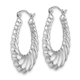 Sterling Silver Rhodium-plated Polished Shrimp Oval Hoop Earrings - QE-45F9B3DD-8265