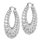 Sterling Silver Rhodium-plated Polished Shrimp Oval Hoop Earrings - QE-6A98BCEC-3588