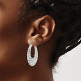 Sterling Silver Rhodium-plated Polished Shrimp Oval Hoop Earrings - QE-F3CFC643-8812