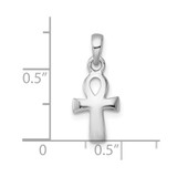 Sterling Silver Rhodium-plated Polished Small Ankh Cross Pendant