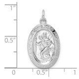 Sterling Silver Rhodium-plated Polished Solid Saint Christopher Pendant