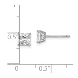 Sterling Silver Rhodium-plated Polished Square 5mm CZ Stud Earrings