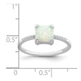 Sterling Silver Rhodium-plated Polished Square White Created Opal Ring - QR-09717994-9955