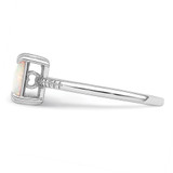 Sterling Silver Rhodium-plated Polished Square White Created Opal Ring - QR-BCCC46E6-9664