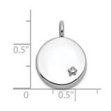 Sterling Silver Rhodium-plated Polished Star On 10mm Round Locket