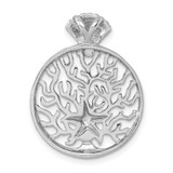 Sterling Silver Rhodium-plated Polished Starfish and Scallop Shell Reef Pendant