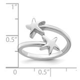 Sterling Silver Rhodium-plated Polished Starfish Double Adjustable Ring - LR-A1D2A116-4950