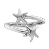 Sterling Silver Rhodium-plated Polished Starfish Double Adjustable Ring - LR-EB7B2C66-6849