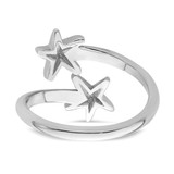 Sterling Silver Rhodium-plated Polished Starfish Double Adjustable Ring - LR-EB7B2C66-6849