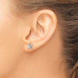 Sterling Silver Rhodium-plated Polished Starfish Post Earring - LE-F1DE30FD-2351