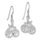 Sterling Silver Rhodium-plated Polished Starfish, Sand Dollar & Shell Dangle Earring
