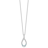 Sterling Silver Rhodium-plated Polished Swiss Blue Topaz Teardrop 16 Inch with 2 Inch Extension Necklace