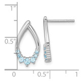 Sterling Silver Rhodium-plated Polished Swiss Blue Topaz Teardrop Post Earrings