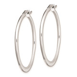 Sterling Silver Rhodium-plated Polished Tapered Round Hoop Earrings - QE-B9B6FB1C-6924