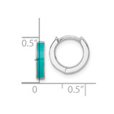 Sterling Silver Rhodium-plated Polished Teal Enameled Hinged Round Hoop Earrings