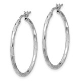 Sterling Silver Rhodium-plated Polished Textured 1.60mm Hoop Earrings - QE-400825D0-5207