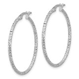 Sterling Silver Rhodium-plated Polished Textured 1.60mm Hoop Earrings - QE-51C5C8A1-9528