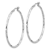 Sterling Silver Rhodium-plated Polished Textured 1.60mm Hoop Earrings - QE-550D803D-1659