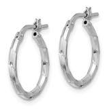 Sterling Silver Rhodium-plated Polished Textured 1.60mm Hoop Earrings - QE-8CE219FF-8543