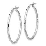 Sterling Silver Rhodium-plated Polished Textured 1.60mm Hoop Earrings - QE-E62A4F80-2794