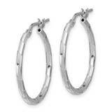 Sterling Silver Rhodium-plated Polished Textured 1.60mm Hoop Earrings - QE-FE6BBEDC-5989