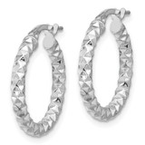 Sterling Silver Rhodium-plated Polished Textured 2.50mm Hoop Earrings - QE-C586B889-1665
