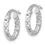 Sterling Silver Rhodium-plated Polished Textured 2.50mm Hoop Earrings - QE-D1BBE4AC-9533
