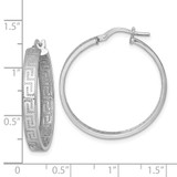 Sterling Silver Rhodium-plated Polished Textured In and Out Greek Key 4.00 x 29mm Hoop Earrings