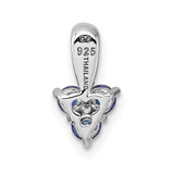 Sterling Silver Rhodium-plated Polished Three Round Sapphires Pendant