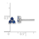 Sterling Silver Rhodium-plated Polished Three Round Sapphires Post Earrings