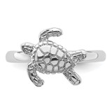 Sterling Silver Rhodium-plated Polished Turtle Ring - LR-93B89F83-8636