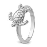 Sterling Silver Rhodium-plated Polished Turtle Ring - LR-ED2B4B3D-8822