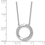 Sterling Silver Rhodium-plated Polished Twisted CZ Circle 17.75 inch Necklace