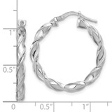 Sterling Silver Rhodium-plated Polished Twisted Hoop Earrings - QE-108BD1CC-6778