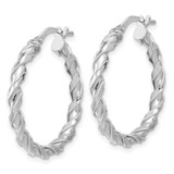 Sterling Silver Rhodium-plated Polished Twisted Hoop Earrings - QE-B4B4D218-7475