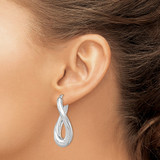 Sterling Silver Rhodium-plated Polished Twisted Oval Hoop Earrings - QE-87AB090C-7691