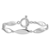 Sterling Silver Rhodium-plated Polished Twisted Ovals 7.5 inch Toggle Bracelet
