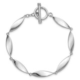 Sterling Silver Rhodium-plated Polished Twisted Ovals 7.5 inch Toggle Bracelet