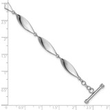 Sterling Silver Rhodium-plated Polished Twisted Ovals 7.5 inch Toggle Bracelet