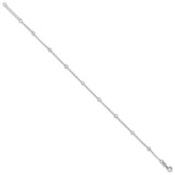Sterling Silver Rhodium-plated Polished w/CZ 10in Plus 1in ext. Anklet