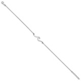 Sterling Silver Rhodium-plated Polished Wave 9 inch with a 1 inch extention Anklet