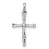Sterling Silver Rhodium-plated Polished White Baguette CZ Cross Pendant