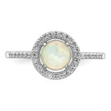 Sterling Silver Rhodium-plated Polished White Created Opal CZ Halo Ring - QR-7BCAED2E-3959