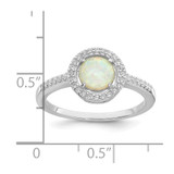 Sterling Silver Rhodium-plated Polished White Created Opal CZ Halo Ring - QR-EDAAD4CF-5986