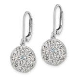 Sterling Silver Rhodium-Plated Polished White Crystal Sand Dollar Dangle Earrings