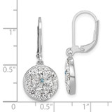 Sterling Silver Rhodium-Plated Polished White Crystal Sand Dollar Dangle Earrings