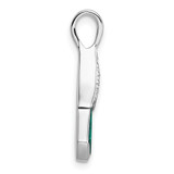 Sterling Silver Rhodium-plated Polished White CZ And Malachite Fan Pendant