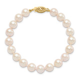 14k 7-8mm White Round Saltwater Akoya Cultured Pearl 8 inch Bracelet - PL-1C334038-4593